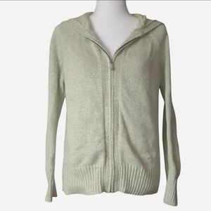 Eddie Bauer Women's Lime Green Knit Zip Up Hoodie Size L